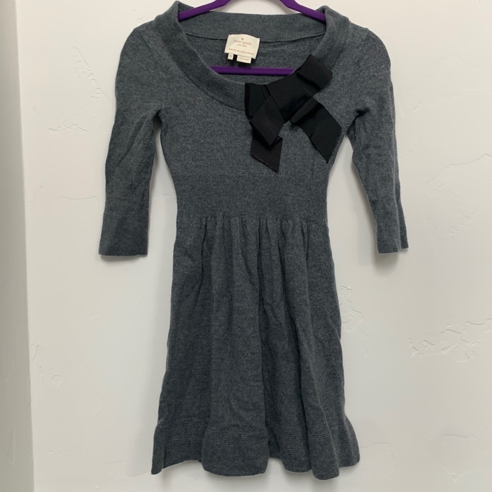 Gray sweater black bow dress Kate Spade Size Medium